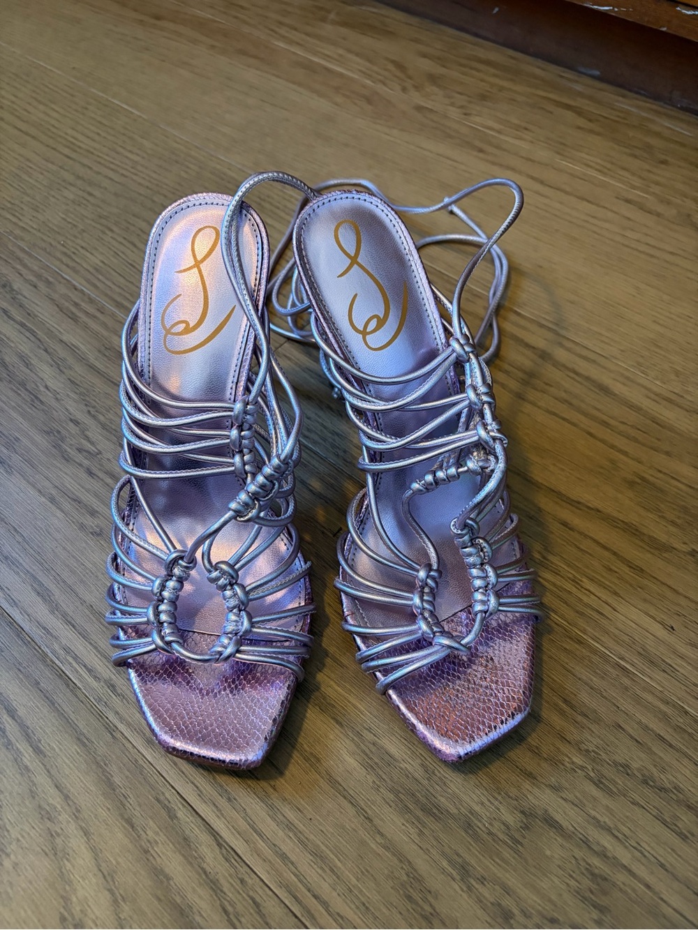 Sam Edelman Lace Up Metallic Heels